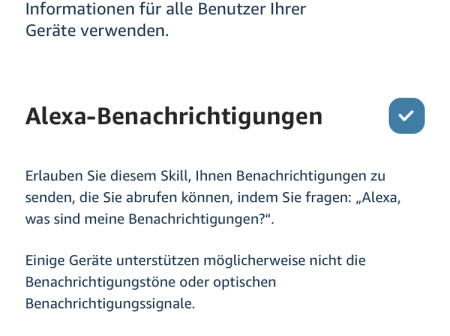 Skill Briefkasten Benachrichtigungen - Alexa Benachrichtigungen erlauben