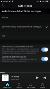 Amazon Music Auto-Modus Einstellungen