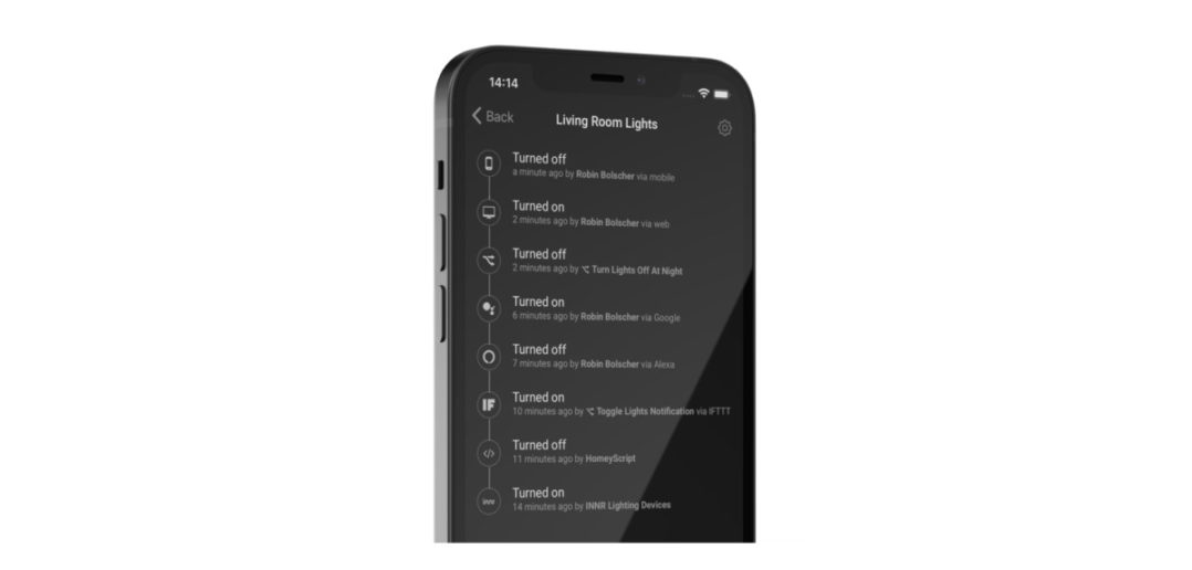 Homey iOS App - Geräte Zeitleiste