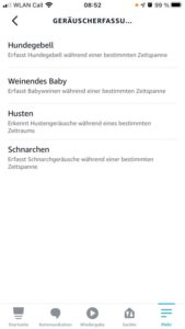 Geräuscherkennung Babygeschrei, Husten, Hundegebell, Schnarchen