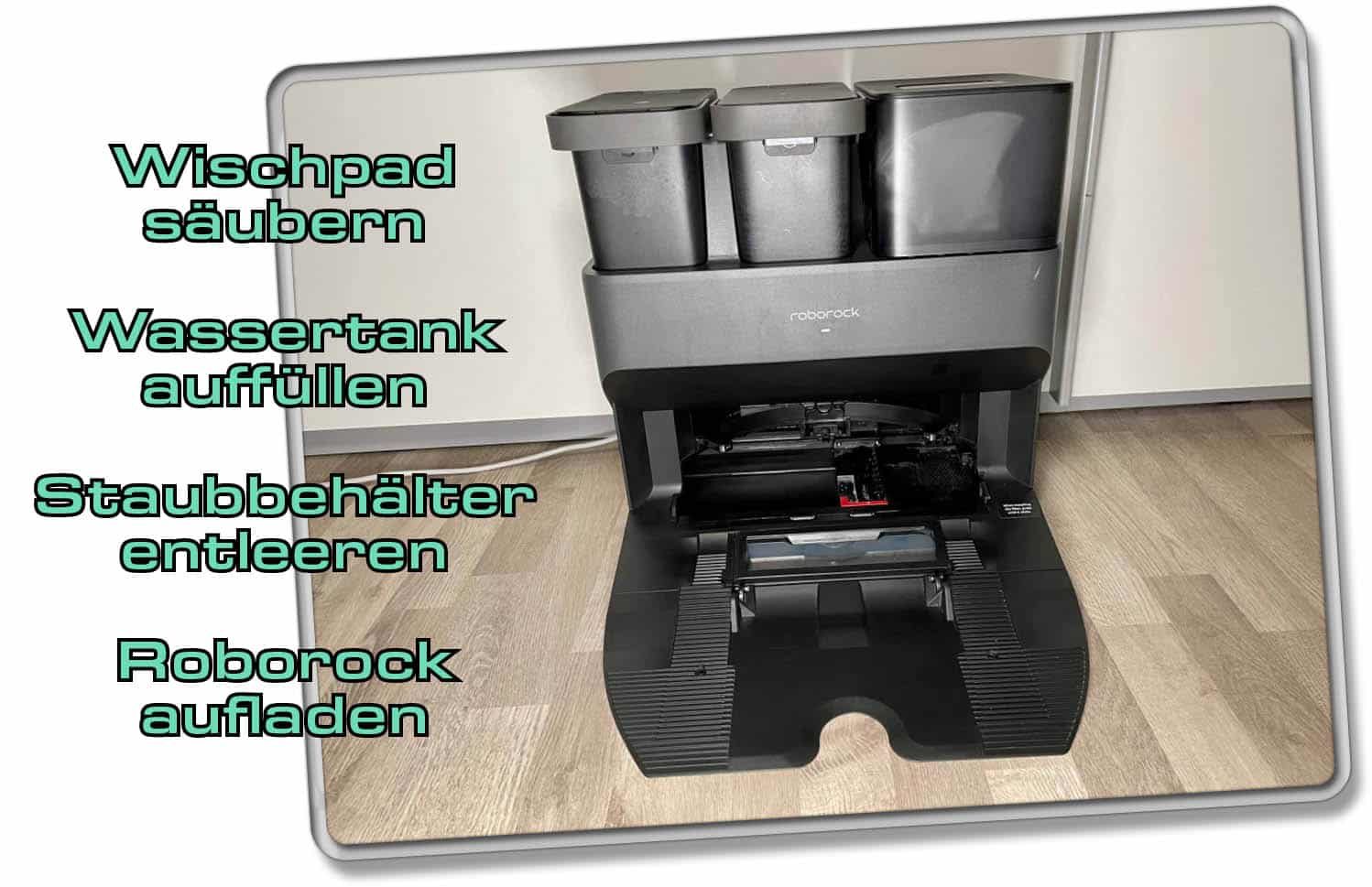 Die Multifunktionsreinigungsstation des Roborock S7 MaxV Ultra ist mit vier essenziellen Features bestückt.