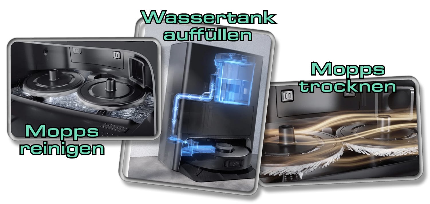 So funktioniert die Moppwäsche und Wassertankbefüllung des ECOVACS DEEBOT X1 OMNI
